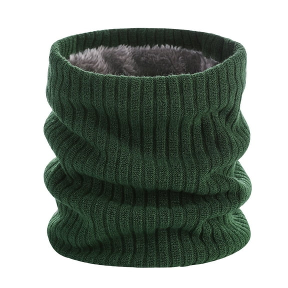 MIASHUI Winter Double Layer Plush Warm Neck Gaiter Solid Color Yarn Single Loop Knit Scarf, Scarf for Men and Women Green,One Size