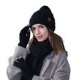 thumbnail image 1 of MIASHUI Winter Hat, Gloves, and Scarf Warm Three-Piece Set, Unisex Scarf Set for Outdoor Activities, Cold Weather Scarf Black, 1 of 8