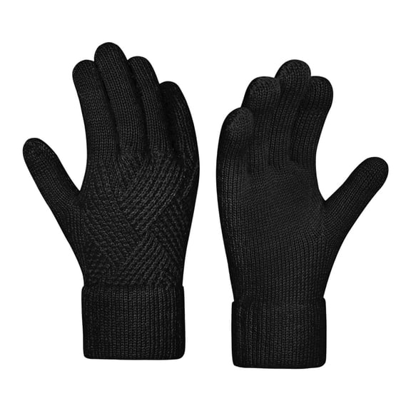 MIASHUI Winter Thermal Knitted Touchscreen Warm Mittens for Cold Weather Riding Work Windproof Comfort Fit Gloves Black