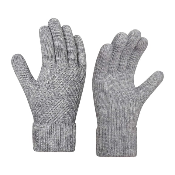 MIASHUI Winter Thermal Knitted Touchscreen Warm Mittens for Cold Weather Riding Work Windproof Comfort Fit Gloves Grey
