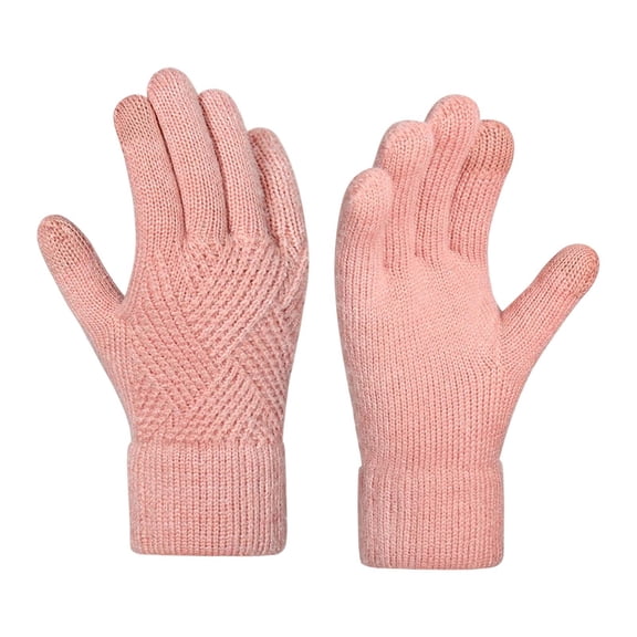 MIASHUI Winter Thermal Knitted Touchscreen Warm Mittens for Cold Weather Riding Work Windproof Comfort Fit Gloves Pink