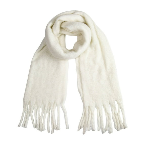 MIASHUI Winter Warm Comfortable Solid Color Fringe Thick Scarf, Scarf for Women, Cold Weather Scarf, Casual Scarf Beige