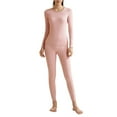 thumbnail image 1 of MIASHUI Women Black Gold Cashmere Silk Blend&nbsp;Thermal Underwear&nbsp;Set Thick Seamless秋衣秋裤High Elastic Round Neck Warm Base Layer Pink,XL, 1 of 4