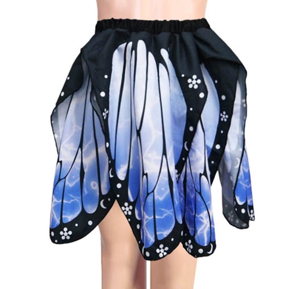 MIASHUI Women Color Gradient Butterfly Short Skirt Carnival Petal Skirt Purple Baggy Skirt Blue,One Size