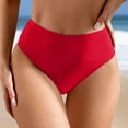 thumbnail image 1 of MIASHUI Women High Waist Bikini Bottoms Ruched Swim Briefs For Plus Size Full Coverage Red,L, 1 of 6