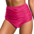 thumbnail image 1 of MIASHUI Women High Waist Bikini Bottoms Swim Briefs Ruched Full Coverage Bathing Suit Bottom Hot Pink,L, 1 of 6