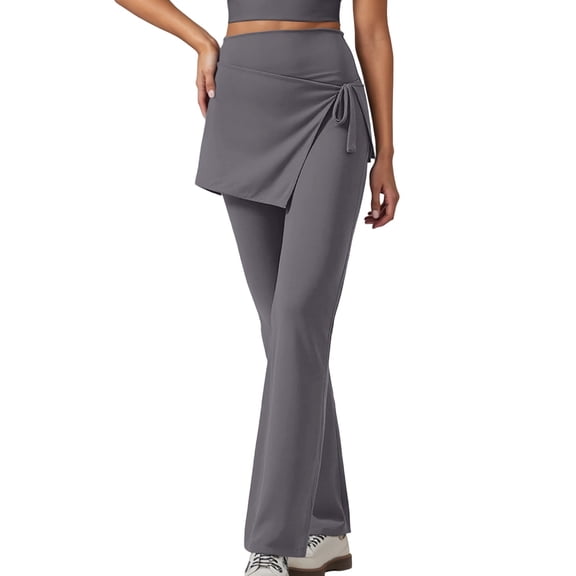 MIASHUI Women High Waist Yoga Pants Outer Wear Running Workout Pants Breathable Fitness Flare Pants For&nbsp;Comfy&nbsp;Wear Grey,XL