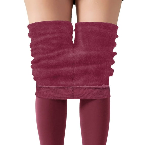 MIASHUI Women Solid Color 100G Warm Plush Footed Tights Lined Pantyhose Outdoor Thermal Pants ,One Size