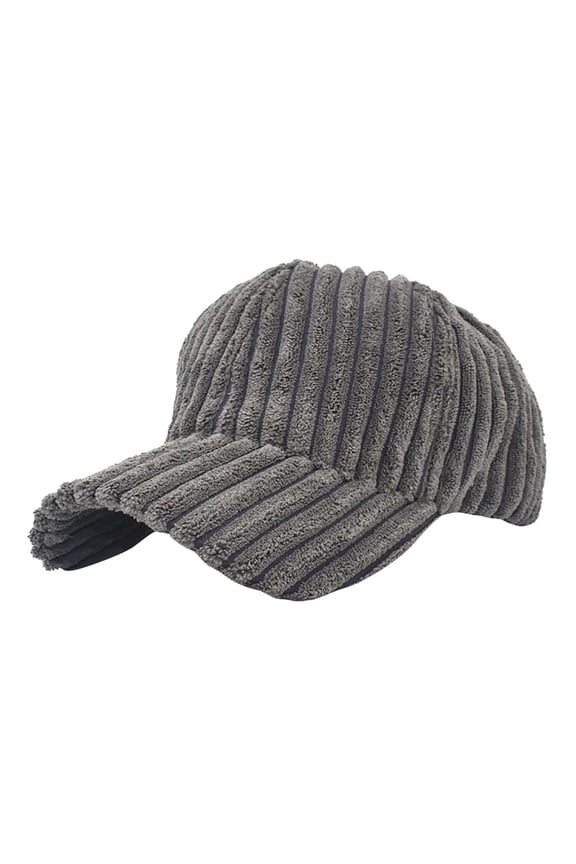 Women's Autumn Winter Korean Style Baseball Cap with Stripe Corduroy for Street Fashion, Adjustable Fit for Comfort, Casual for Everyday Wear Dark Gray