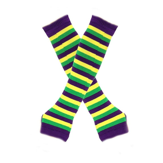 MIASHUI Women's Autumn Winter Long Stripe Knit Fingerless Gloves, Multi-Color Solid Half Finger Gloves for Fashion Yellow