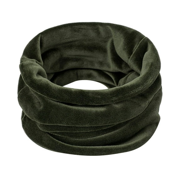 MIASHUI Women's Autumn Winter Velvet Windproof Neck Warmer, Unisex Warm Face Mask Scarf, Outdoor Riding Scarf, Fashion Scarf Green