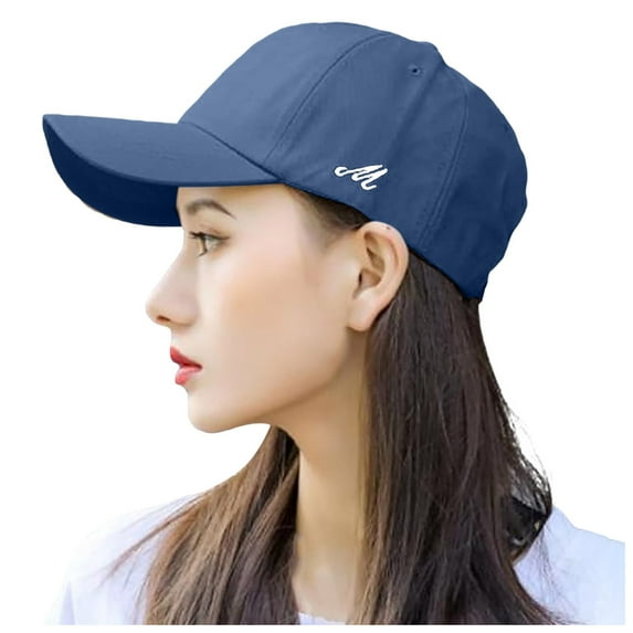 MIASHUI Women's Basic Solid Color Retro Soft Top Baseball Cap for Sun Protection, Adjustable Fit for Comfort, Simple Design for Everyday Wear Blue