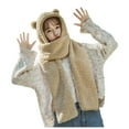 thumbnail image 1 of MIASHUI Women's Bear Ear Hat and Scarf Set Lined Winter Cap with Built-in Scarf Cute and Warm Khaki, 1 of 4