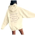thumbnail image 1 of Women's Bow Print Pullover Hoodie, Fall Winter Long Sleeve Casual Sweatshirt, Loose Fit Cute Graphic Hooded Top Beige,XL, 1 of 7