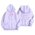thumbnail image 1 of Women's Bow Print Pullover Hoodie, Fall Winter Long Sleeve Casual Sweatshirt, Loose Fit Cute Graphic Hooded Top Light Purple,S, 1 of 7