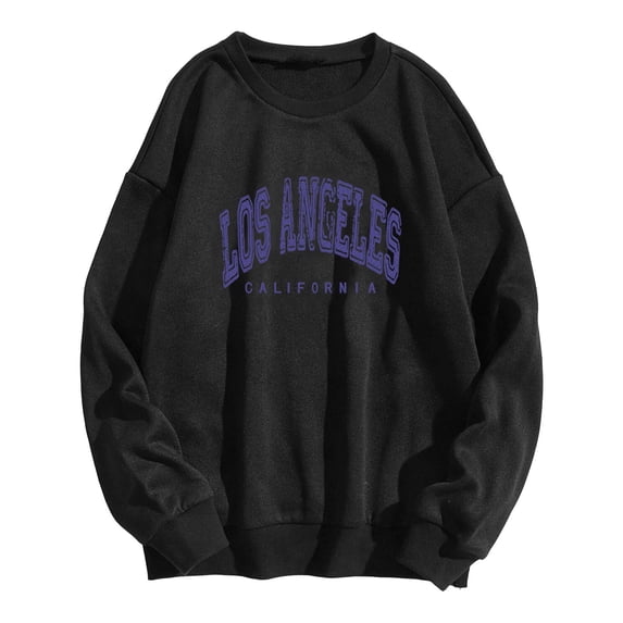 Women's Printed Pullover Hoodie, Winter Long Sleeve Casual Graphic Sweatshirt, Loose Fit Streetwear Hooded Top Black,S