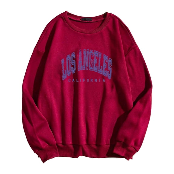 Women's Printed Pullover Hoodie, Winter Long Sleeve Casual Graphic Sweatshirt, Loose Fit Streetwear Hooded Top ,S