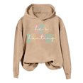 thumbnail image 1 of MIASHUI Women's Christian Cross Print Pullover Hoodie, Winter Long Sleeve Casual Sweatshirt, Round Neck Graphic Hooded Top Khaki,M, 1 of 3