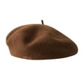 thumbnail image 1 of MIASHUI Women's Coffee Brown Beret for Fall Winter, Retro Artistic Octagonal Newsboy Cap, Face Framing Painter Hat Coffee, 1 of 2