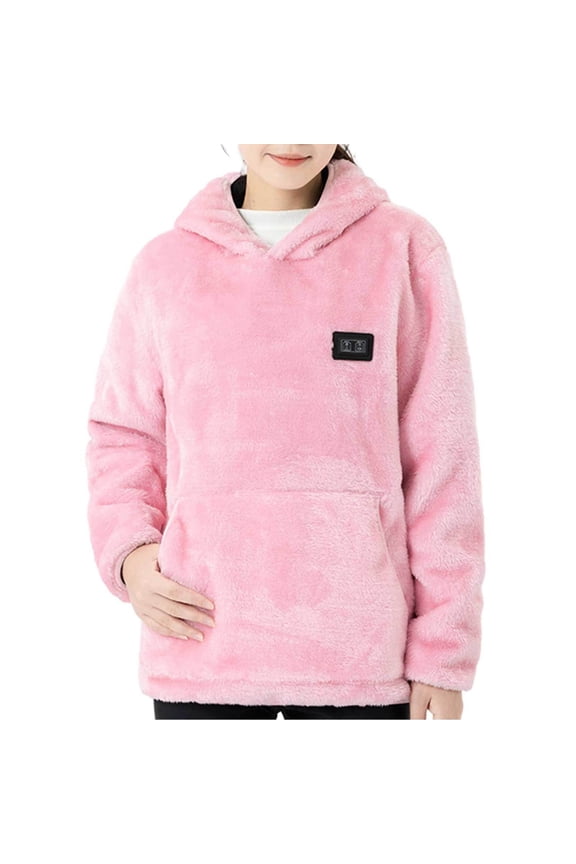 Women's Coral Heating Parka, Warm Thermal Cotton Coat, Hooded Comfortable Winter Jacket Pink,M
