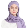 thumbnail image 1 of MIASHUI Women's Double-Layer Cross Strap Head Scarf Cap, Sandproof Hooded Scarf, Fashionable Face Cover Scarf for Outdoor Travel, Lightweight Breathable Design Light Purple, 1 of 3
