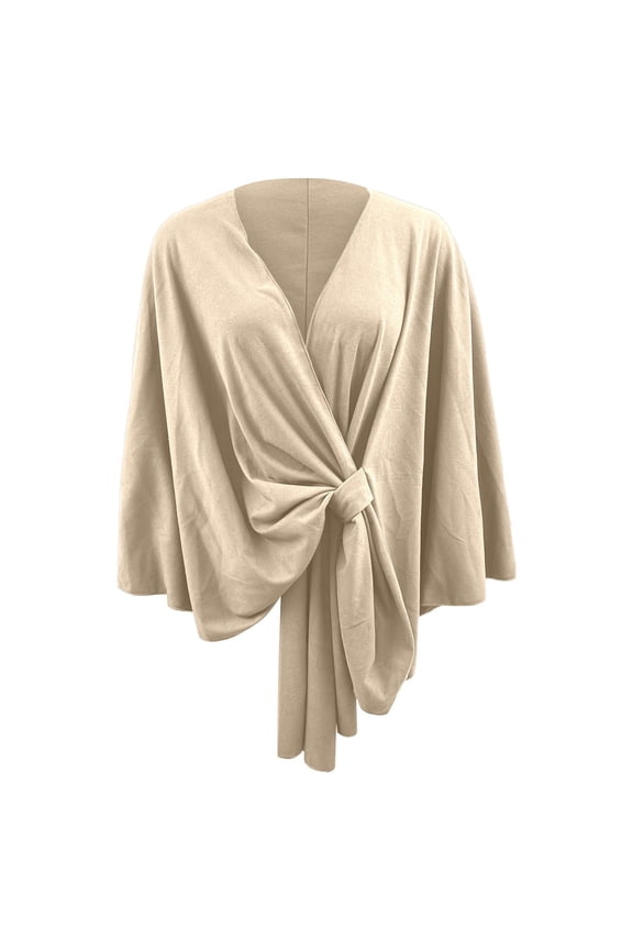 Women's Elegant One-Piece Solid Color Soft Shawl Outerwear Cape Top, Scarf for Women, Fashion Scarf Beige