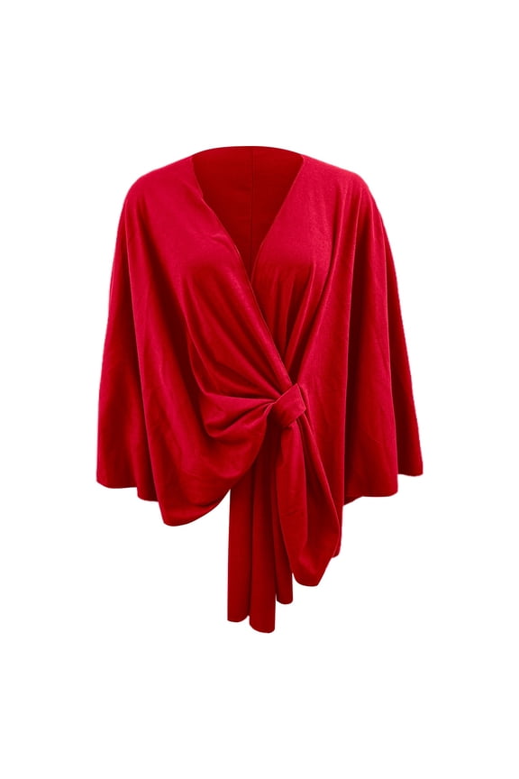 Women's Elegant One-Piece Solid Color Soft Shawl Outerwear Cape Top, Scarf for Women, Fashion Scarf Red