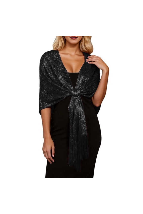 Women's Evening Dress Shawl Banquet Bride Bridesmaid Wedding Party Formal Blouse Wrap Scarf Ball Half Neck Scarf Black