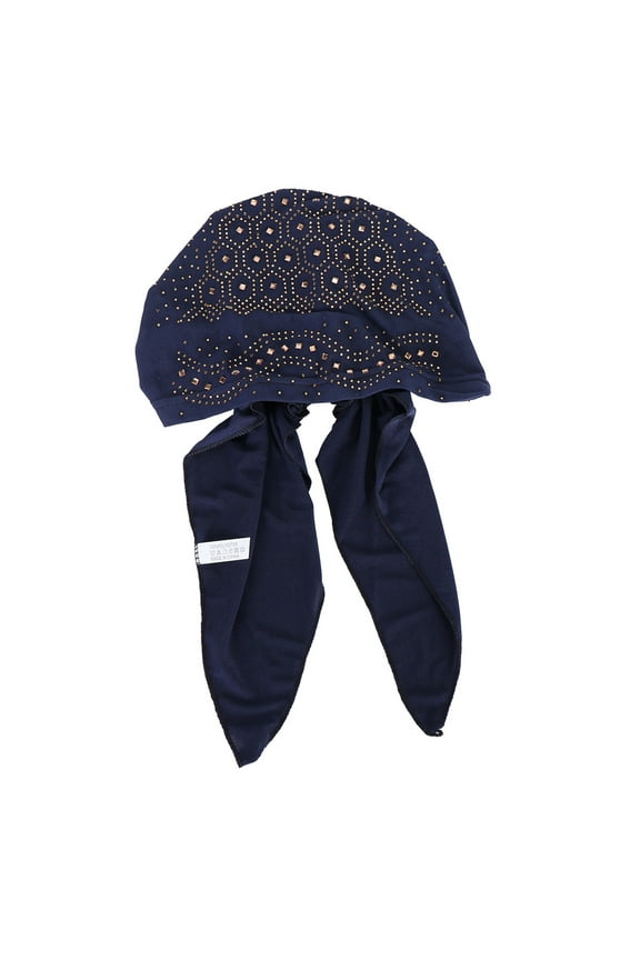 Women's Fashion Head Wrap Cap with Rhinestones for Style and Comfort, Stretch Fit for Easy Wear, Multi-Color for Daily Use and Special Occasions Navy