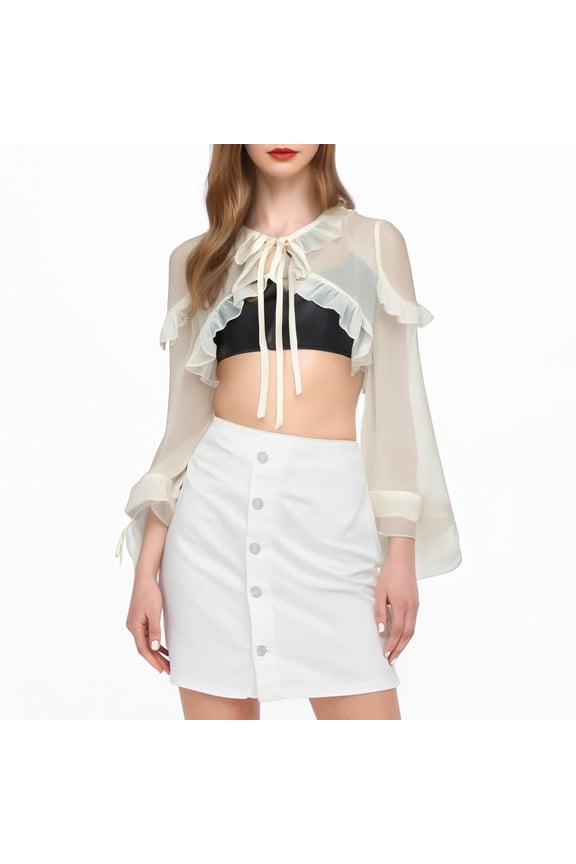 Women's Fashion Gothic Style Slim Dress Long Sleeve Chiffon Small Shawl Vest, Scarf for Women Beige,One Size