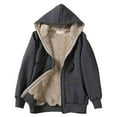 thumbnail image 1 of MIASHUI Women's Lined Zip Up Hoodie with Drawstring, Winter Warm Long Sleeve Casual Jacket, Plush Composite Hooded Top Dark Gray,M, 1 of 4