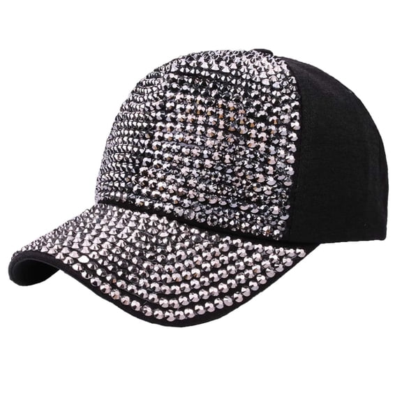 MIASHUI Women's Fashion Rhinestone Summer Baseball Cap for Outdoor and Travel, Adjustable Fit for Comfort, Sparkly Design for Style and Sun Protection Black