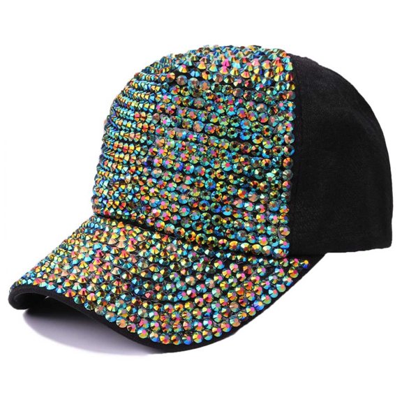 MIASHUI Women's Fashion Rhinestone Summer Baseball Cap for Outdoor and Travel, Adjustable Fit for Comfort, Sparkly Design for Style and Sun Protection Green