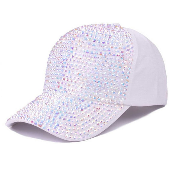 MIASHUI Women's Fashion Rhinestone Summer Baseball Cap for Outdoor and Travel, Adjustable Fit for Comfort, Sparkly Design for Style and Sun Protection Silver