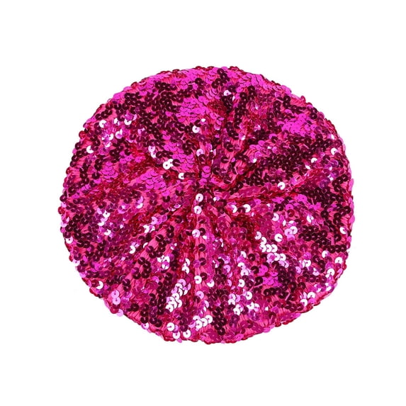 MIASHUI Women's Fashion Sequined Beret Elegant Sparkling Cap for Evening Party and Dress Occasions Hot Pink,One Size