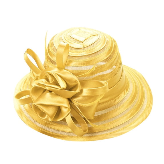 HNMKIU Women's Floral Sun Bucket Hat Fashionable Beachwear Summer Outdoor Fisherman Cap Yellow,One Size