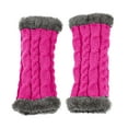 thumbnail image 1 of MIASHUI Women's Fuzzy Knitted Glove Sleeves with Exposed Fingers, Thick Fleece Lined Arm Warmers, Cable Pattern Gloves for Cold Weather, Soft and Cozy Design Hot Pink, 1 of 4