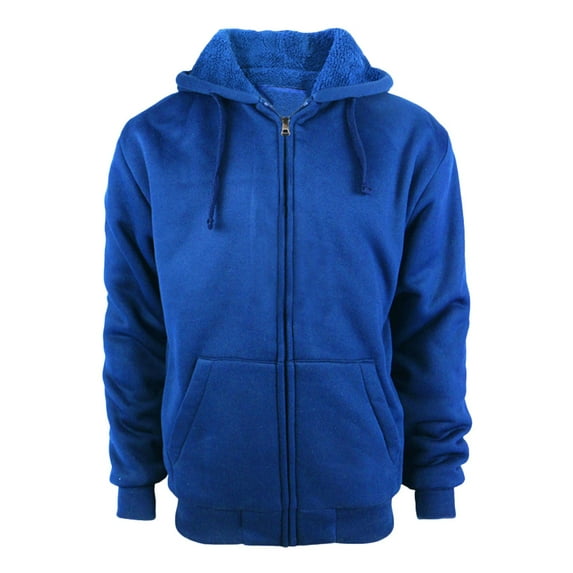 Women's Lined Zip Up Hoodie, Winter Warm Long Sleeve Pullover with Pocket, Plus Size Loose Fit Casual Hooded Sweatshirt Jacket Blue,XXL