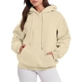 thumbnail image 1 of MIASHUI Women's Plus Size Pullover Hoodie with Drawstring & Pocket, Winter Long Sleeve Loose Fit Casual Sweatshirt, Solid Color Hooded Top Beige,M, 1 of 3