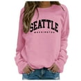 thumbnail image 1 of Women's Print Washington Adult Unisex Round Neck Sport Pullover No Hood Sweatshirt Comfortable Fan Top Pink,S, 1 of 4