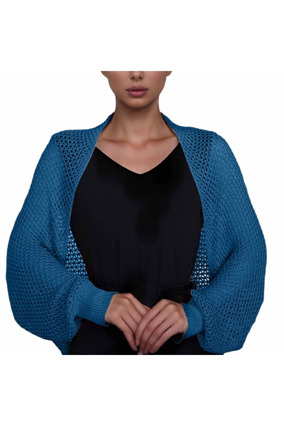 Women's Ice Silk Sleeve Cover Outerwear Knit Cover Meat Dress Outerwear Short Small Vest Shawl, Scarf for Women Blue