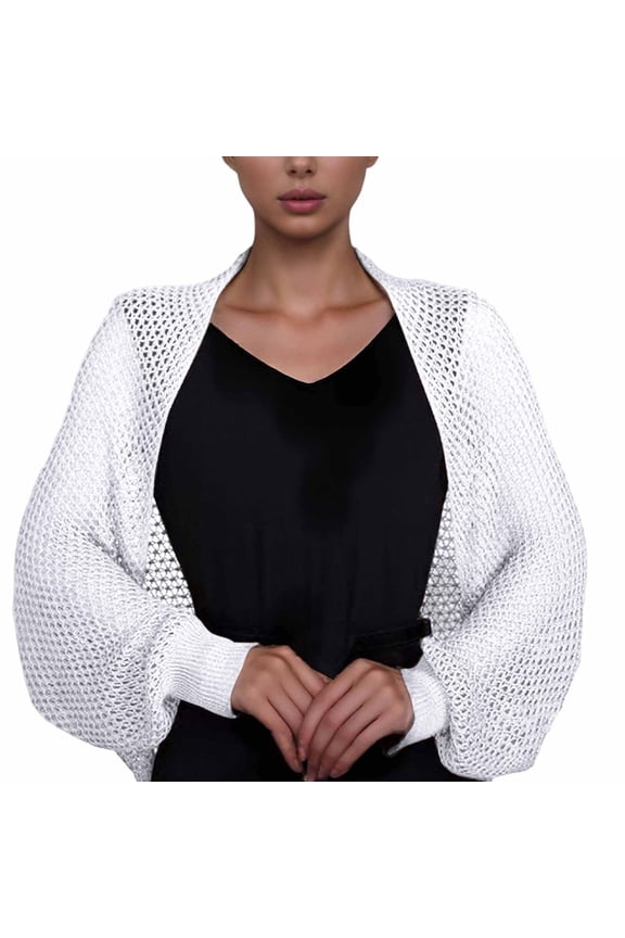 Women's Ice Silk Sleeve Cover Outerwear Knit Cover Meat Dress Outerwear Short Small Vest Shawl, Scarf for Women White