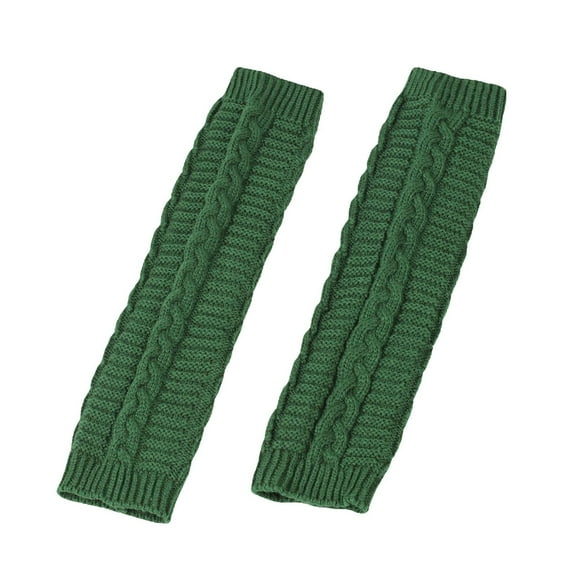 MIASHUI Women's Knitted Glove Sleeves with Fingers, Long Arm Warmers for Winter, Soft Lined Sleeves, Cozy Comfort for Indoor Use Dark Green