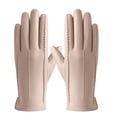 thumbnail image 1 of MIASHUI Women's Leather Gloves with Lining, Winter Windproof Warm Gloves, Thick Thermal Gloves for Driving & Outdoor, Comfortable Stretch Fit Khaki, 1 of 5