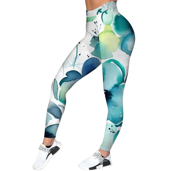 MIASHUI Women's Leggings Print Pattern High Waist Elastic Casual Pants Comfy Pant For Stretch Fit And Comfort Wear Mint Green,M