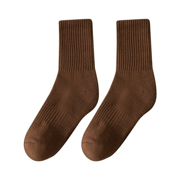 MIASHUI Women's Mid-Crew Socks Thermal Winter Socks for Women Cozy Stackable Socks with Grips Sleep Socks Brown