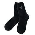 thumbnail image 1 of MIASHUI Women's Mid-Crew Socks with Heart Embroidery Cozy Stackable Socks for Women Winter Sleep Socks Black, 1 of 4