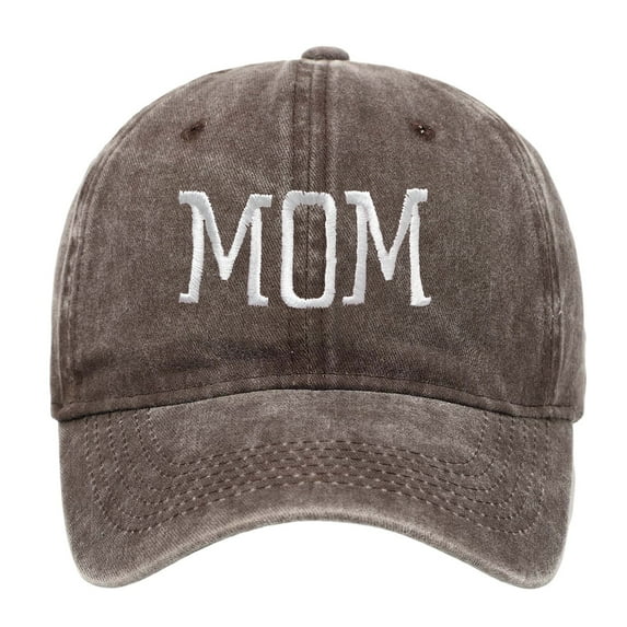 MIASHUI Women's Mother's Day Embroidered Print Baseball Cap for Retro Style, Washed Design for Vintage Look, Adjustable Fit for Gifts and Casual Wear Coffee