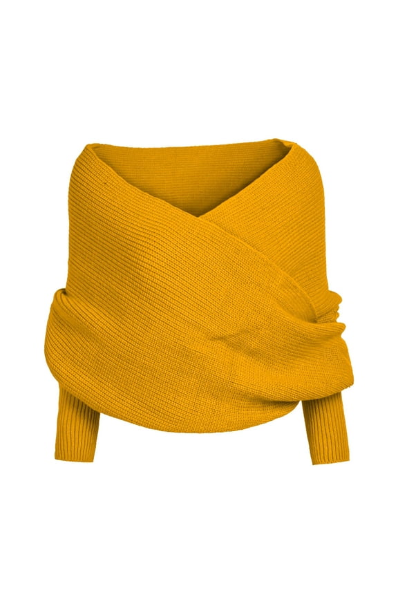 Women's Multi-Functional Knitted Scarf, Winter Warm Scarf Shawl, Soft Solid Color Scarf for Women, Lightweight Scarf for Casual Wear Yellow