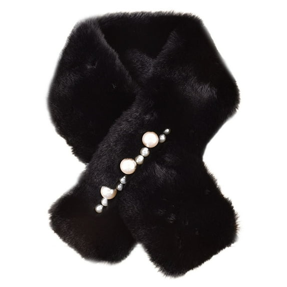 MIASHUI Women's Neck Warmer Autumn Winter Thick Solid Color Cute Plush Fashion Thick Warm Scarf, Scarf for Women Black,One Size